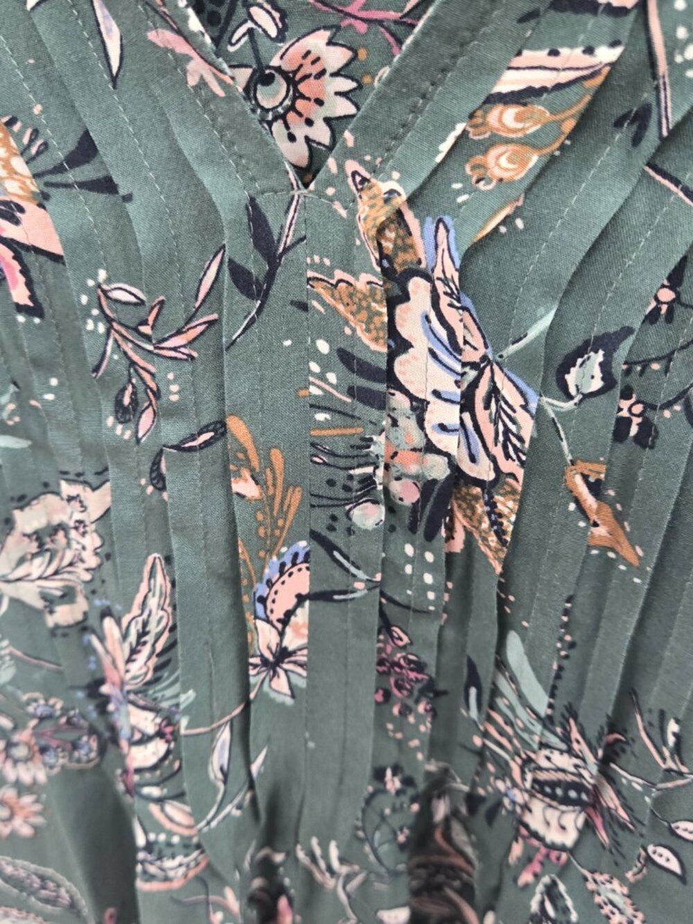 J. Jill Green Floral Pintuck Shirt Dress Rayon Size 3x - Picture 13 of 13